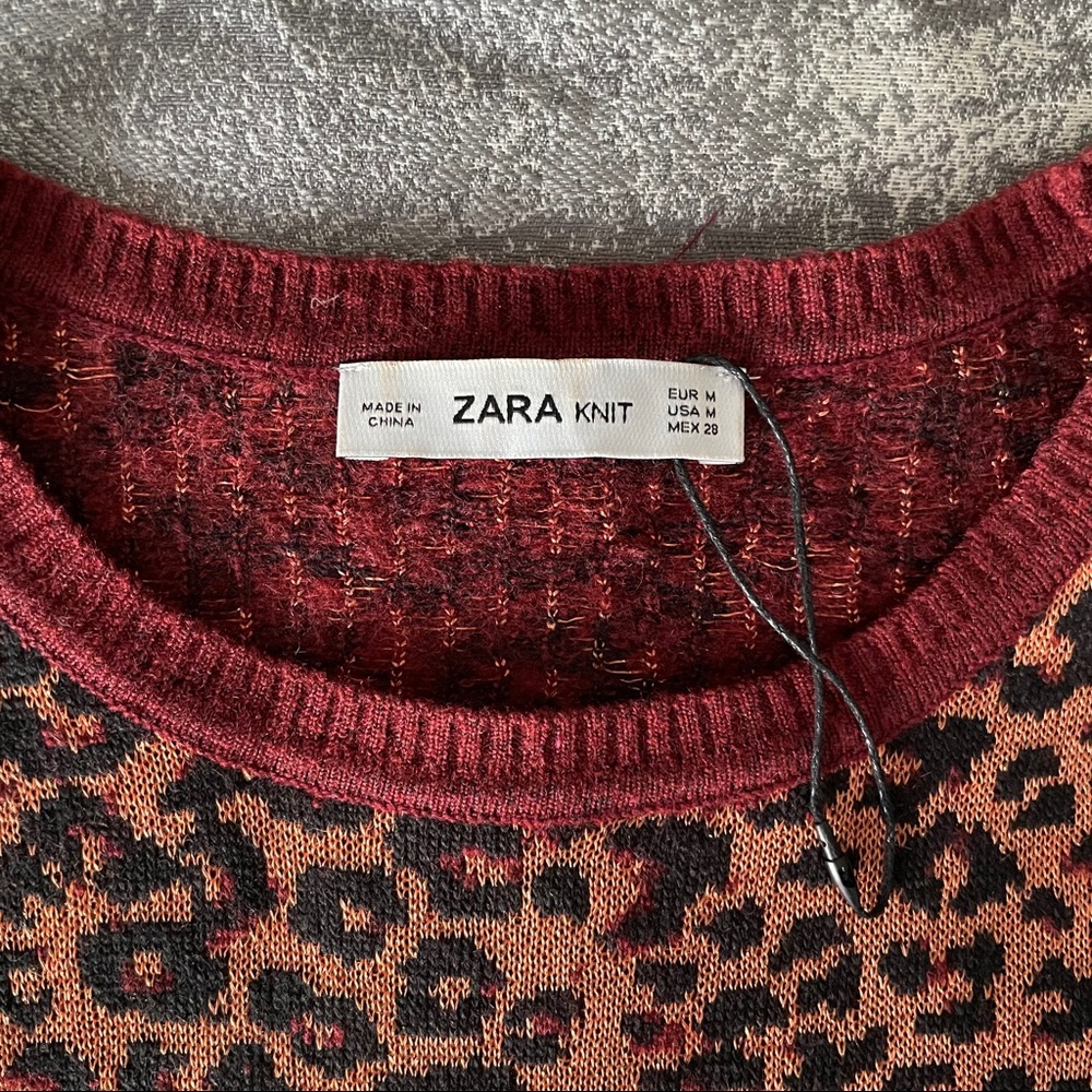 NWOT Zara Knit Leopard Animal Print Sweater - Picture 2 of 4